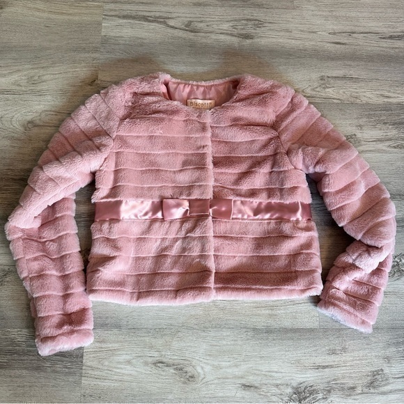 Biscotti Girls Pink Faux Fur Jacket size 12 - Picture 1 of 5